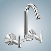 Gloxy Imperial dual-lever brass mixer tap with 360° swivel swan-neck spout