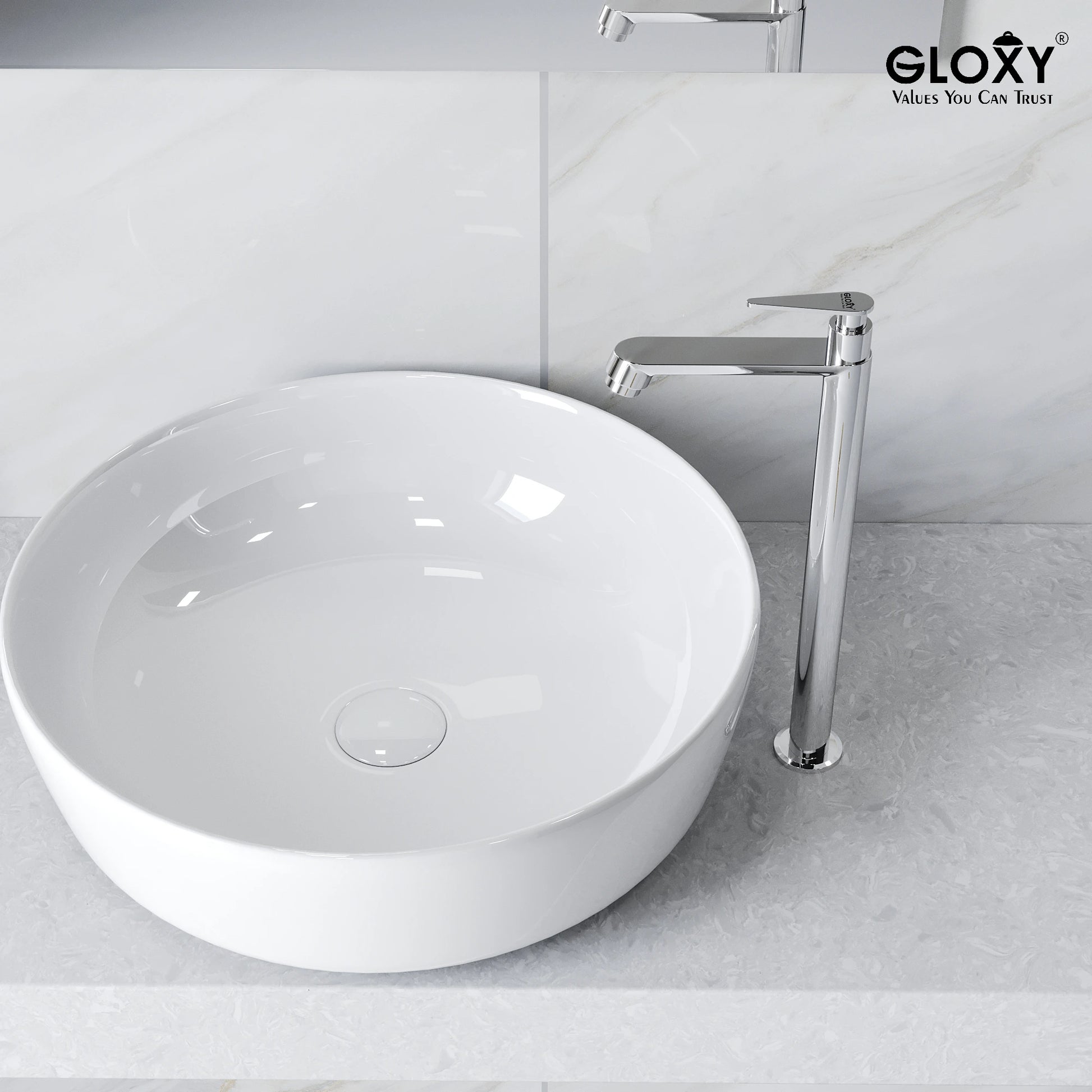 Gloxy long body chrome finish faucet for modern bathroom wash basins