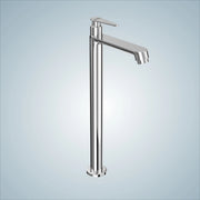 A tall, chrome-finished brass pillar tap with a high neck and a stylish nano lever, designed for wash basins and kitchen sinks.