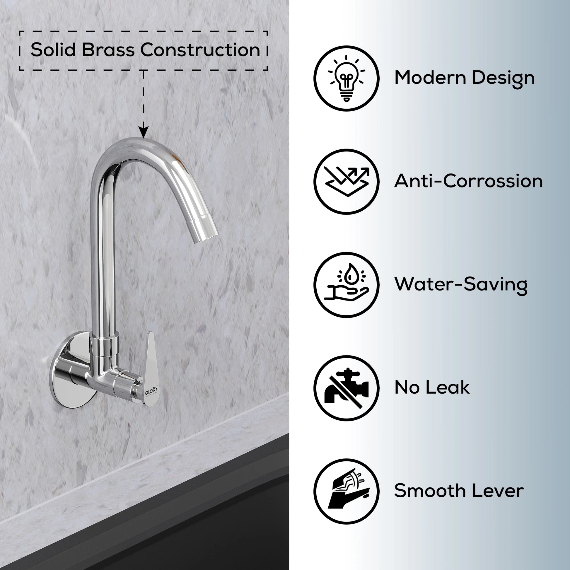 smooth lever wall mount gloxy water nal