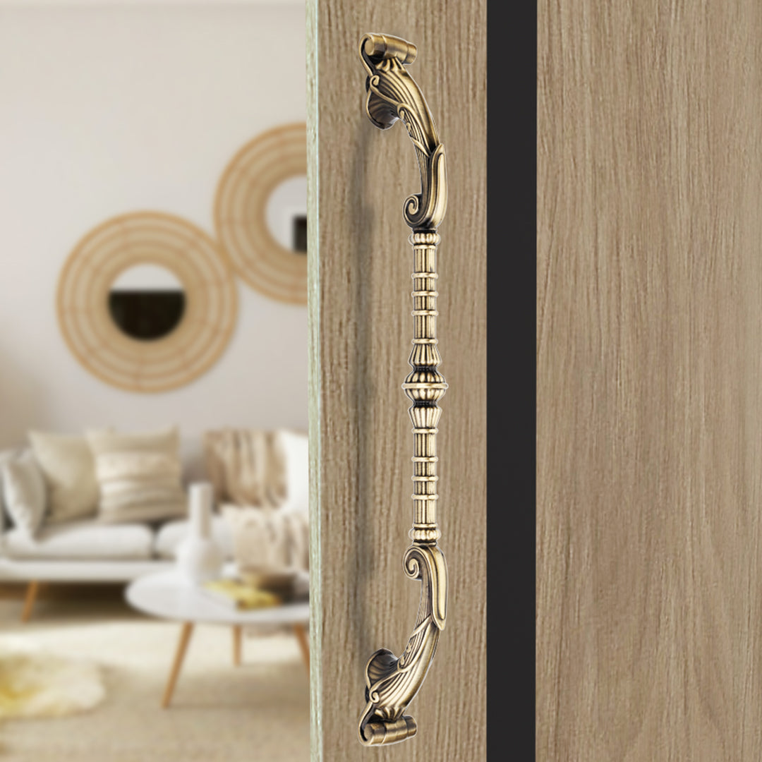 Flower Shape Aluminum Push & Pull Vintage Main Door Handle (20.5 inch) -by GLOXY®