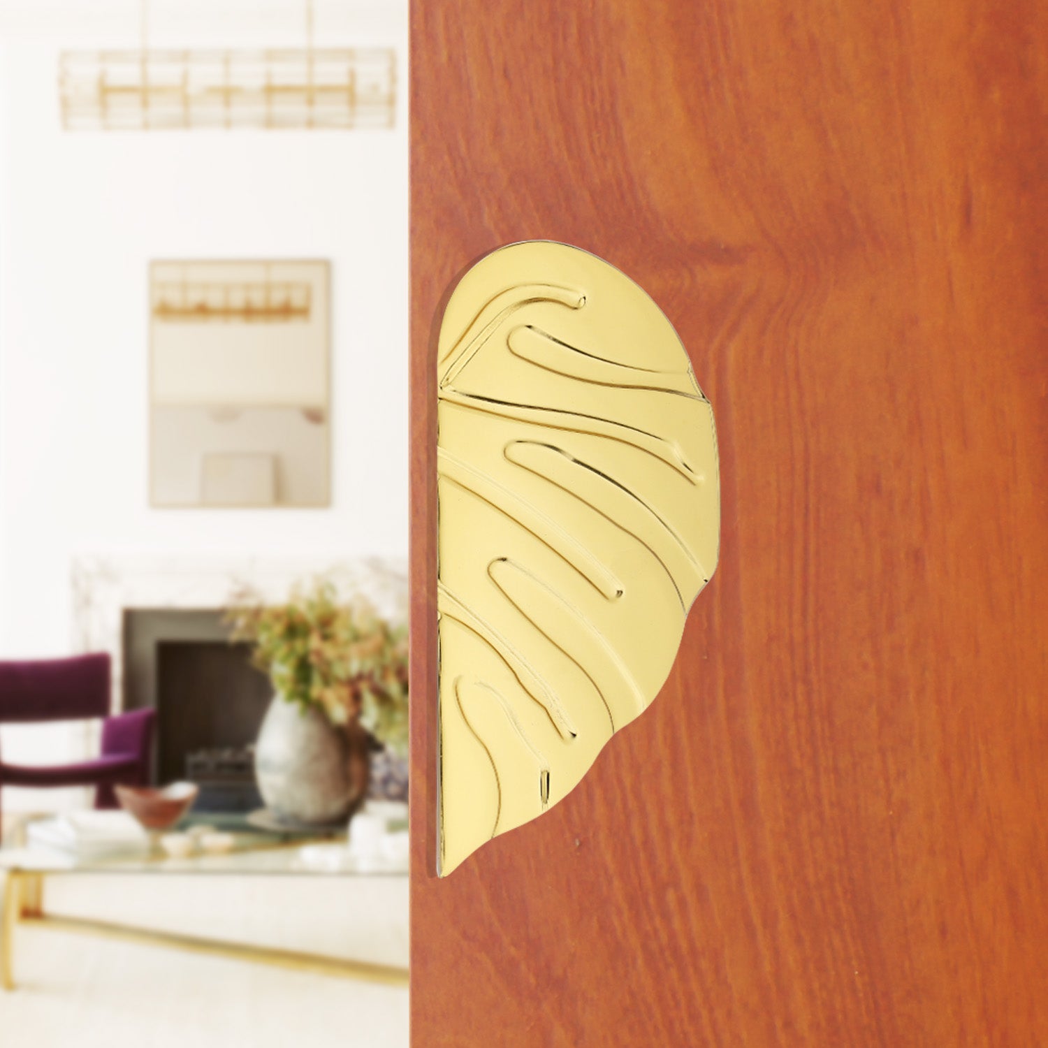 gold finish leaf design main door handle gloxy
