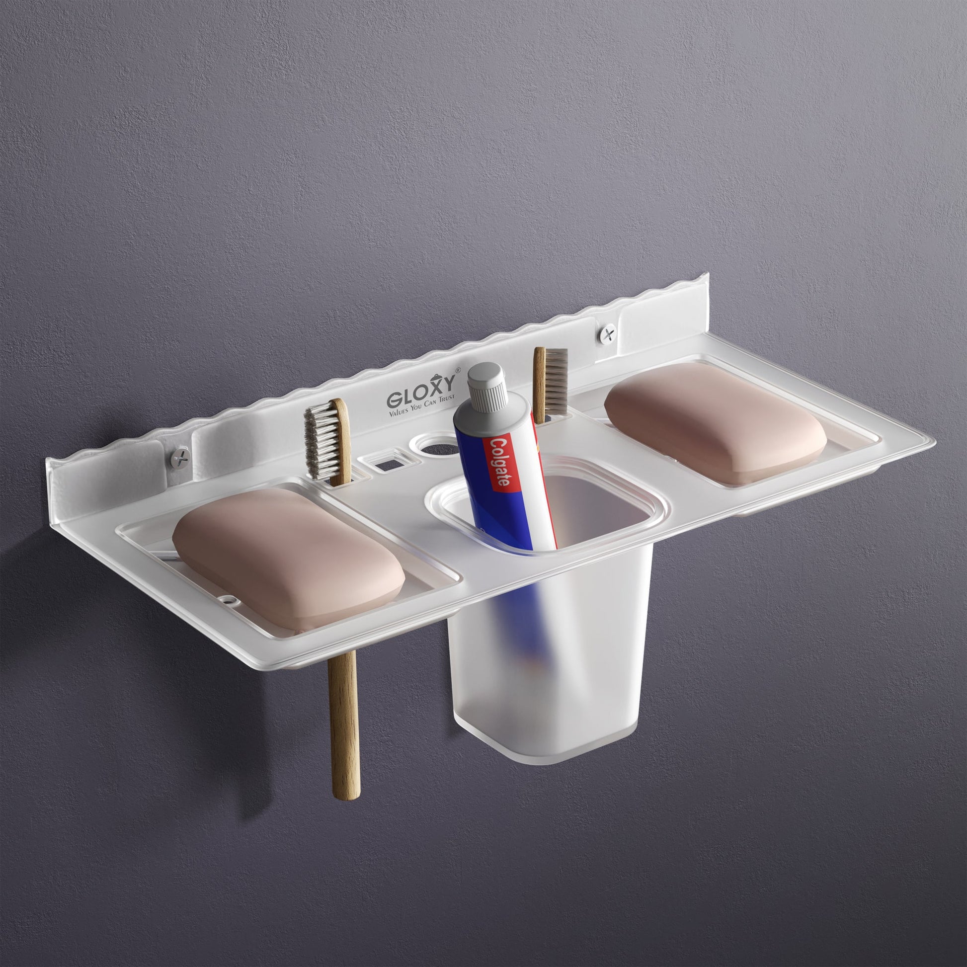 Unbreakable Acrylic Dual Soap Dish and Toothbrush Holder -