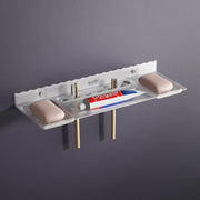 Unbreakable Acrylic Double Soap Dish with Toothbrush Holder for Bathroom sink area