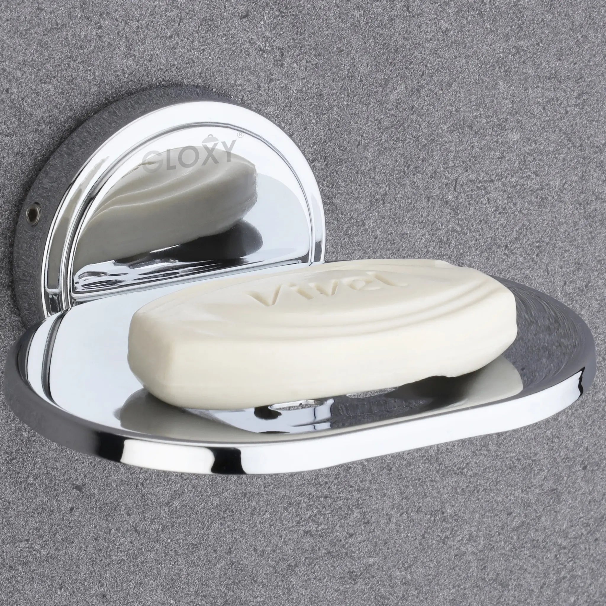 Oval Shape Stainless Steel SS202 Single Soap Holder (Silver)-by GLOXY®