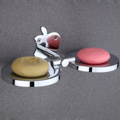 Apple Shape Stainless Steel SS304 Double Soap Dish (Silver)-by GLOXY®