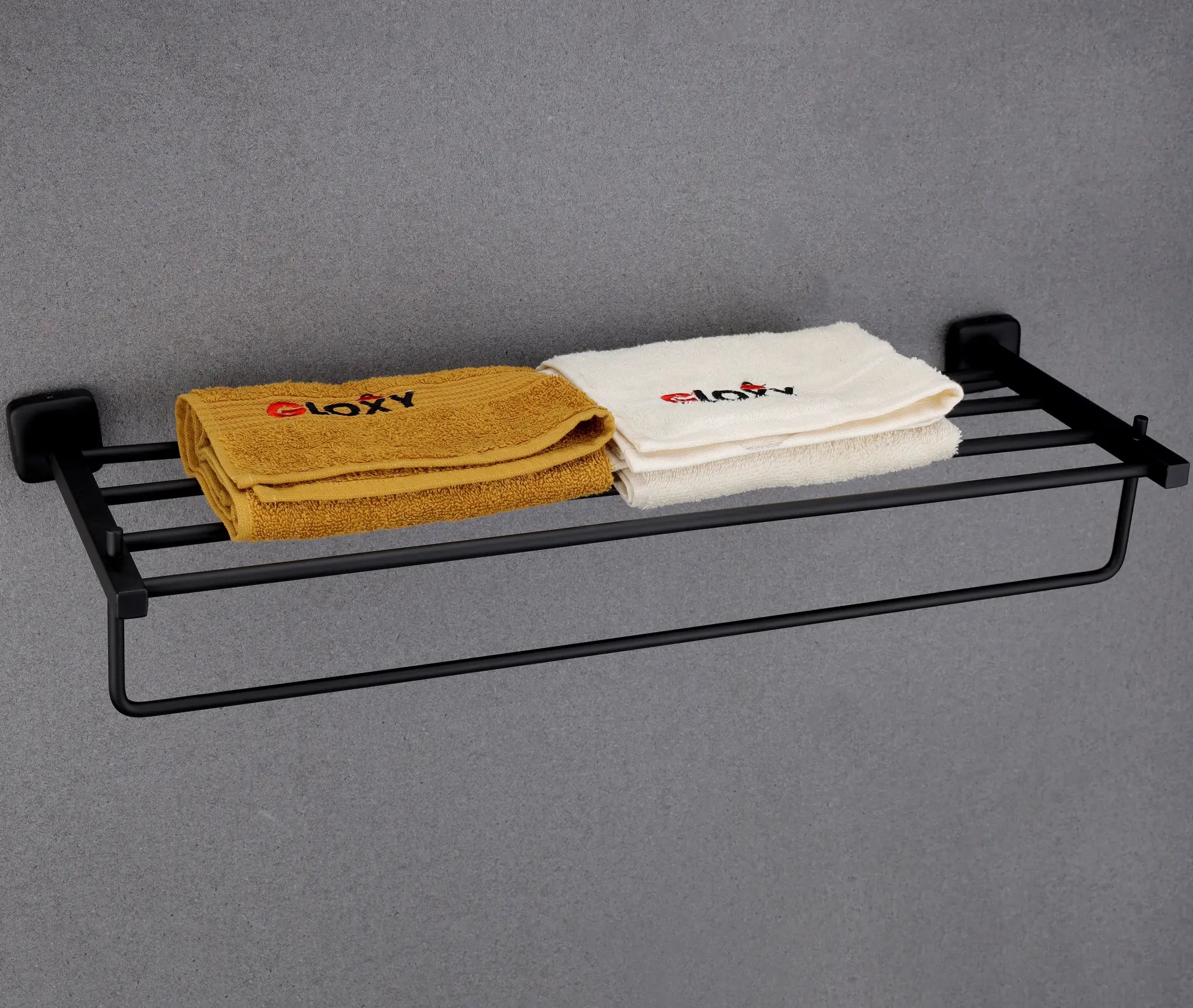 Rectangular Shape Stainless Steel Black Finish Towel Racks (24 Inch)-by GLOXY®