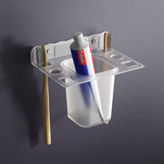 Unbreakable Transparent Wall Mount Acrylic Toothbrush & Tumbler Holder 