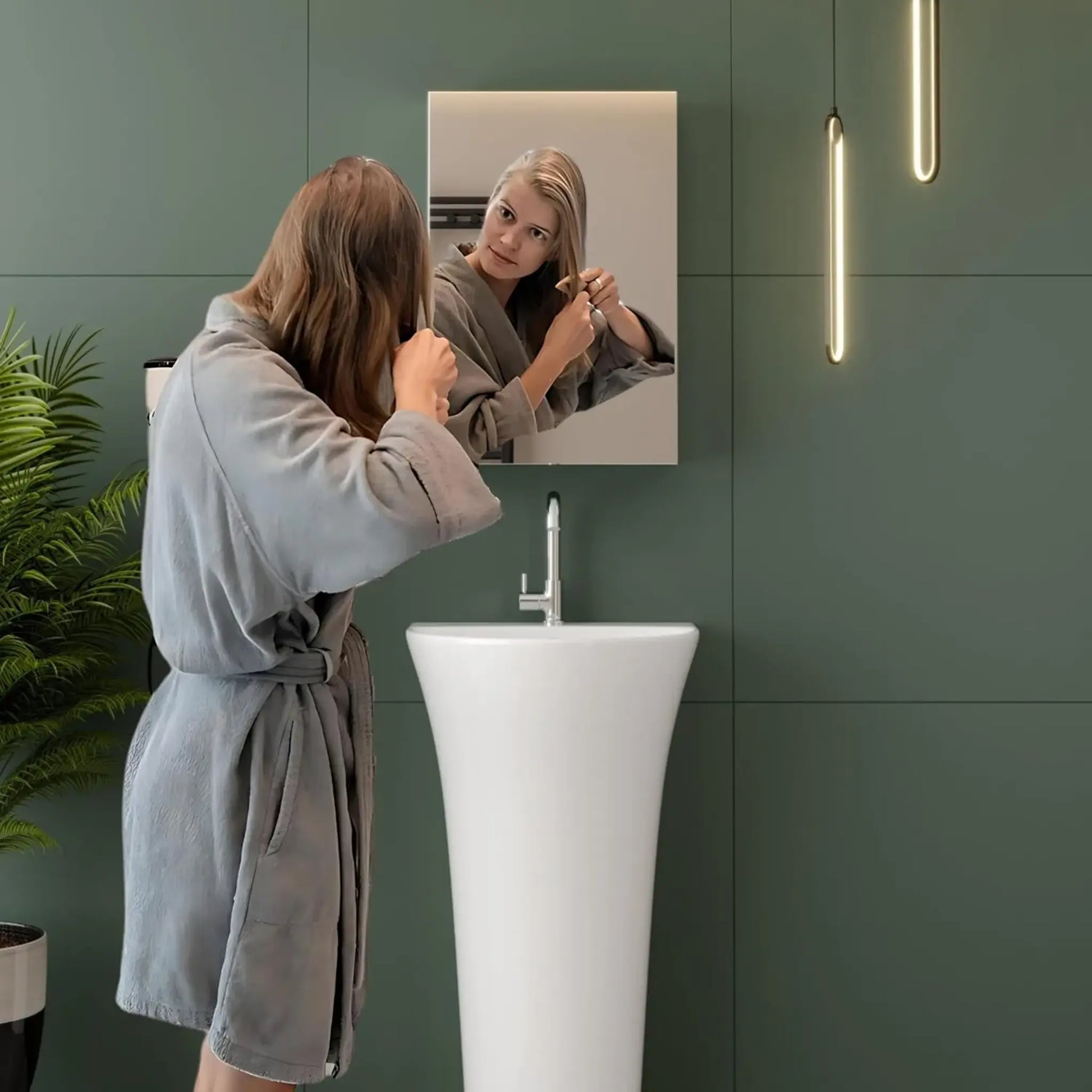 Gloxy Stainless Steel Chrome Finish Wall-Mounted Bathroom Cabinet with Mirror