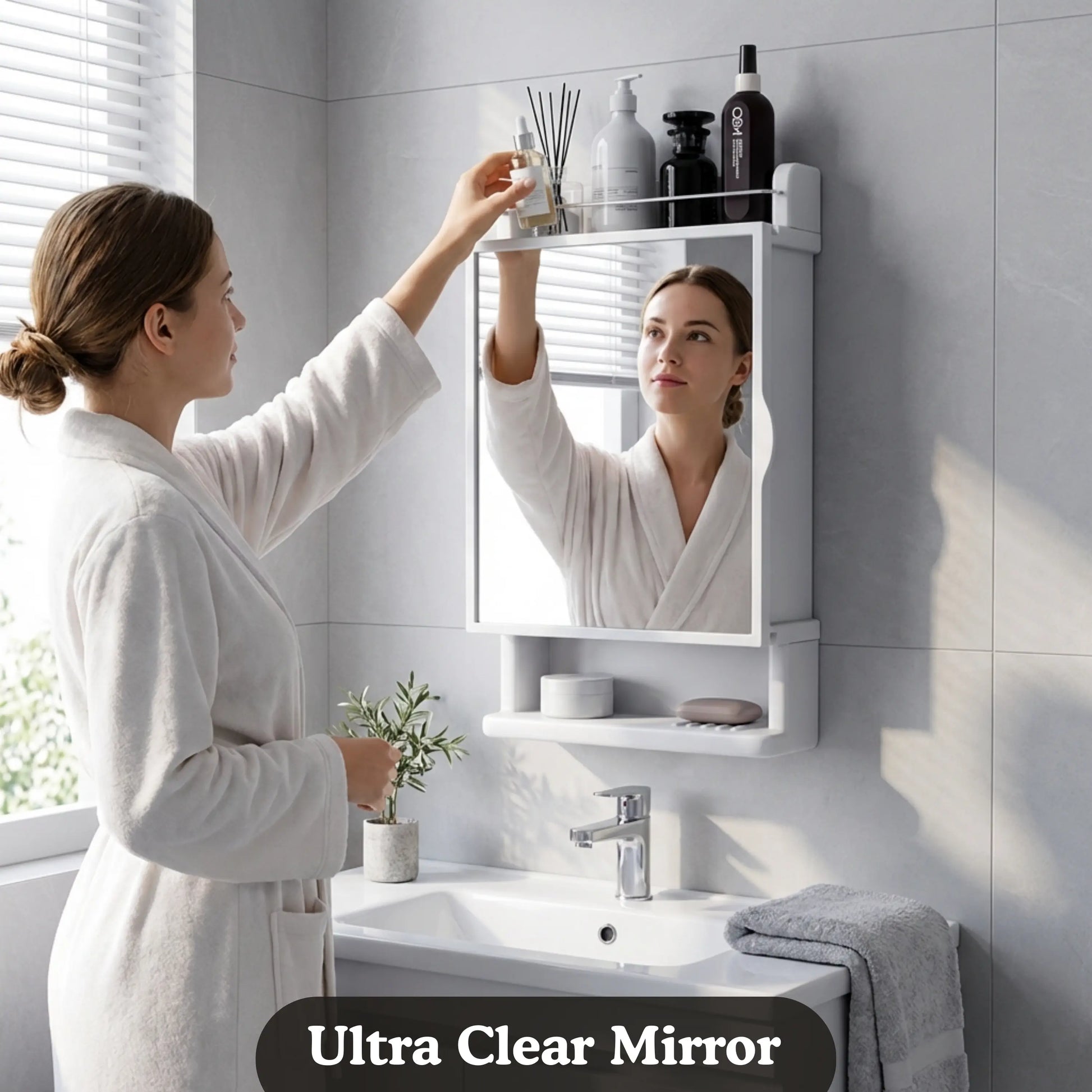 Unbreakable Wall-Mounted Plastic Bathroom Cabinet with Mirror– GLOXY®