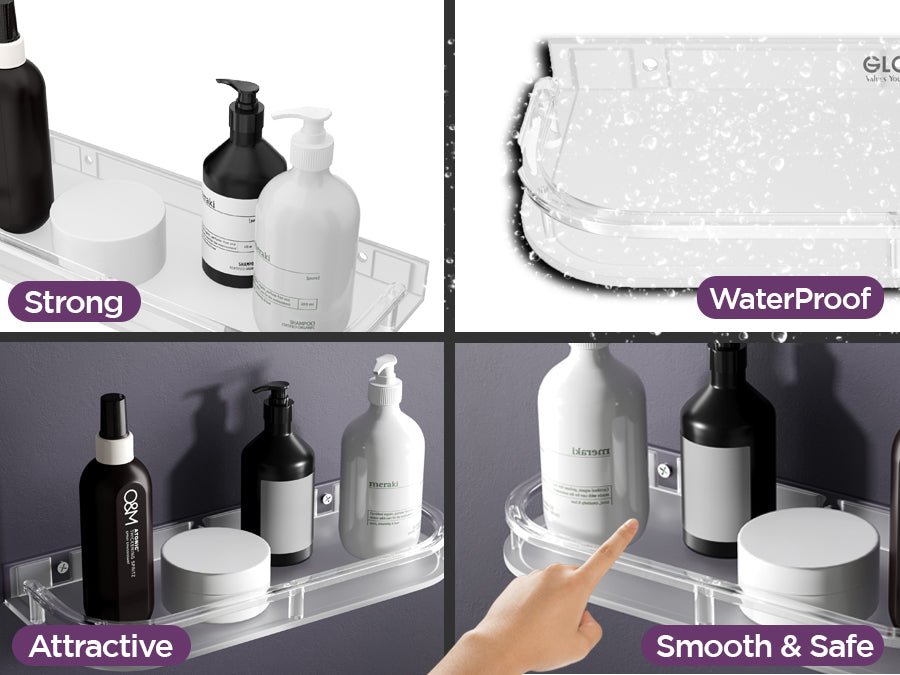 Unbreakable Transparent Wall Mount Acrylic Multipurpose Bathroom Corner Shelf