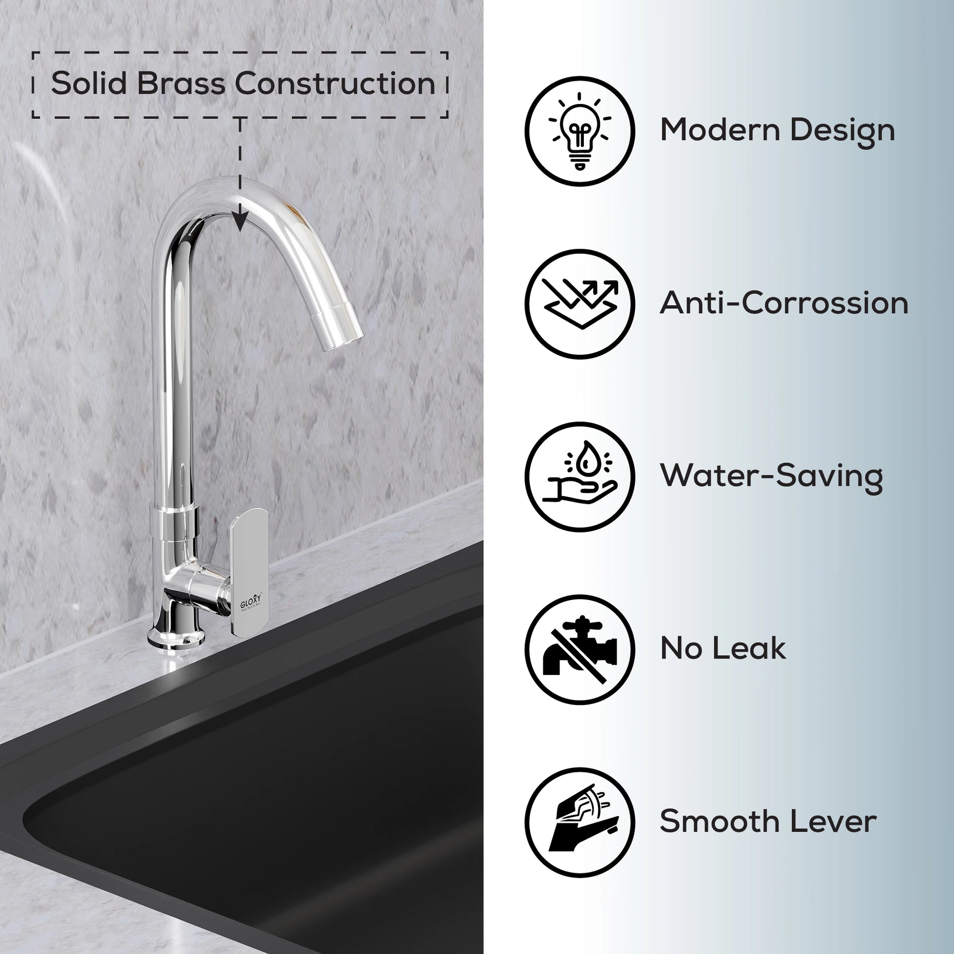 Modern faucet with design swan neck sink water tap