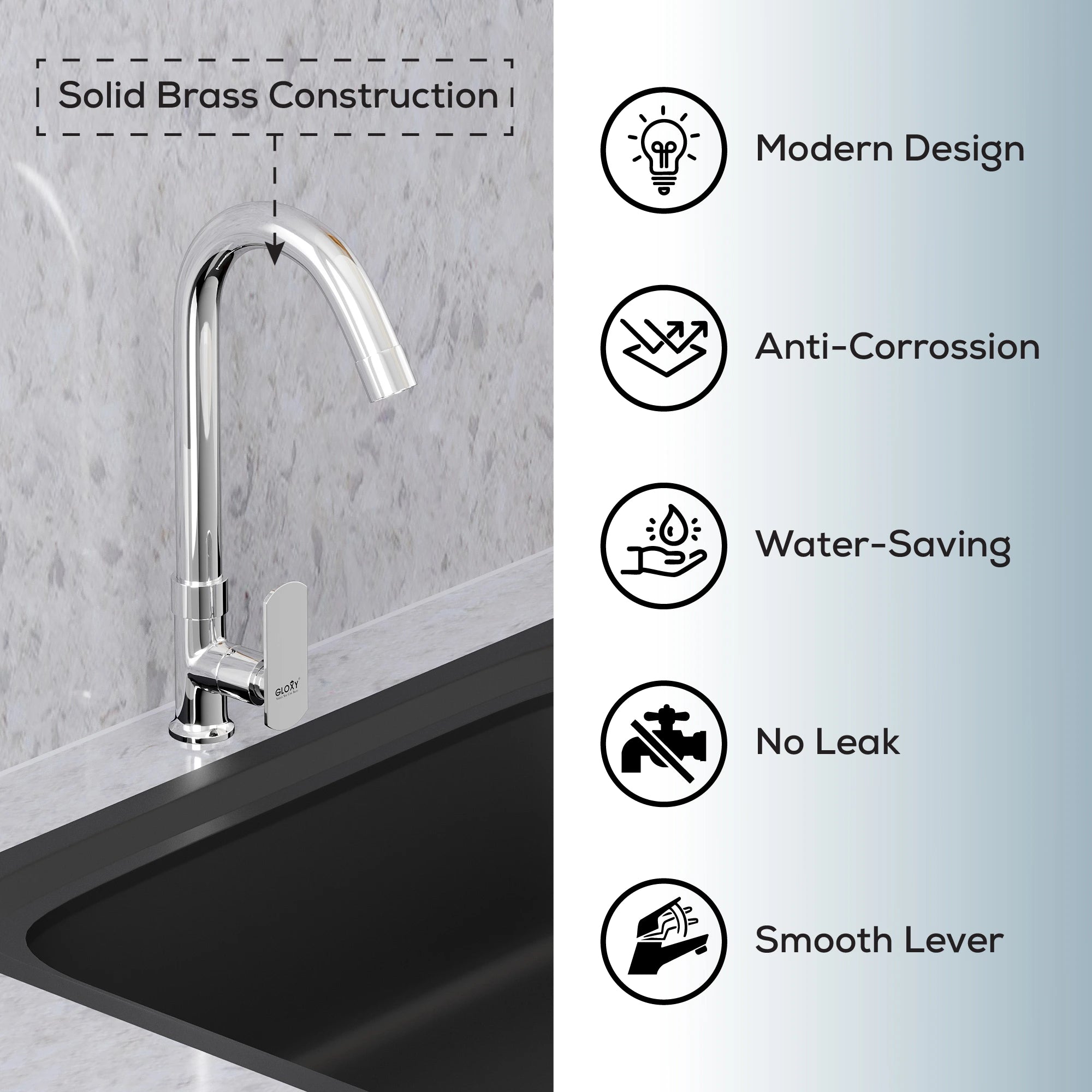 Modern faucet with design swan neck sink water tap