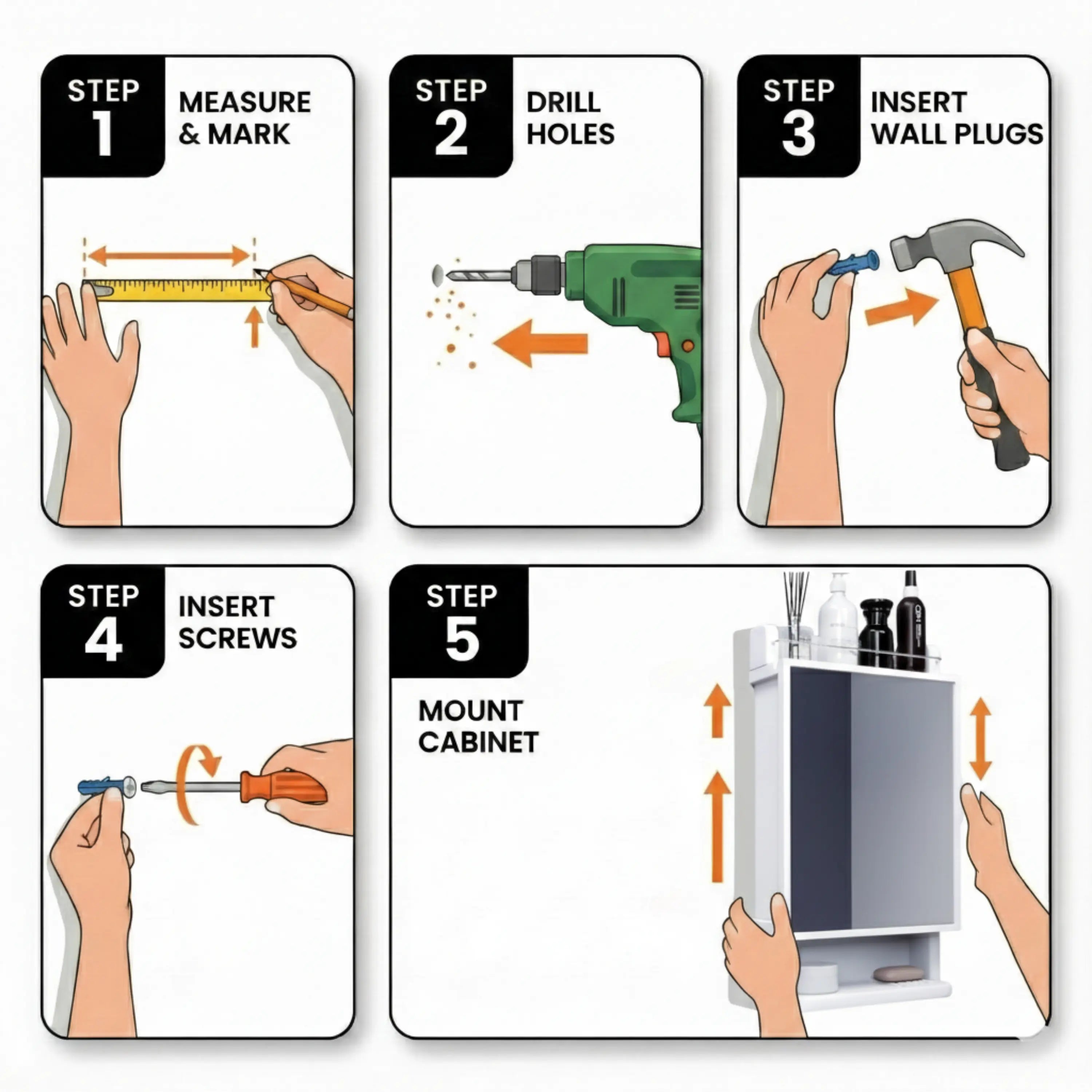 Unbreakable Wall-Mounted Plastic Bathroom Cabinet with Mirror– GLOXY®
