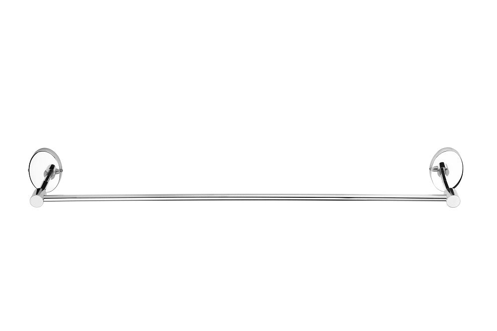 A 24 inch stainless steel towel rod with nickel-chrome plating, designed for wall mounting in bathrooms.