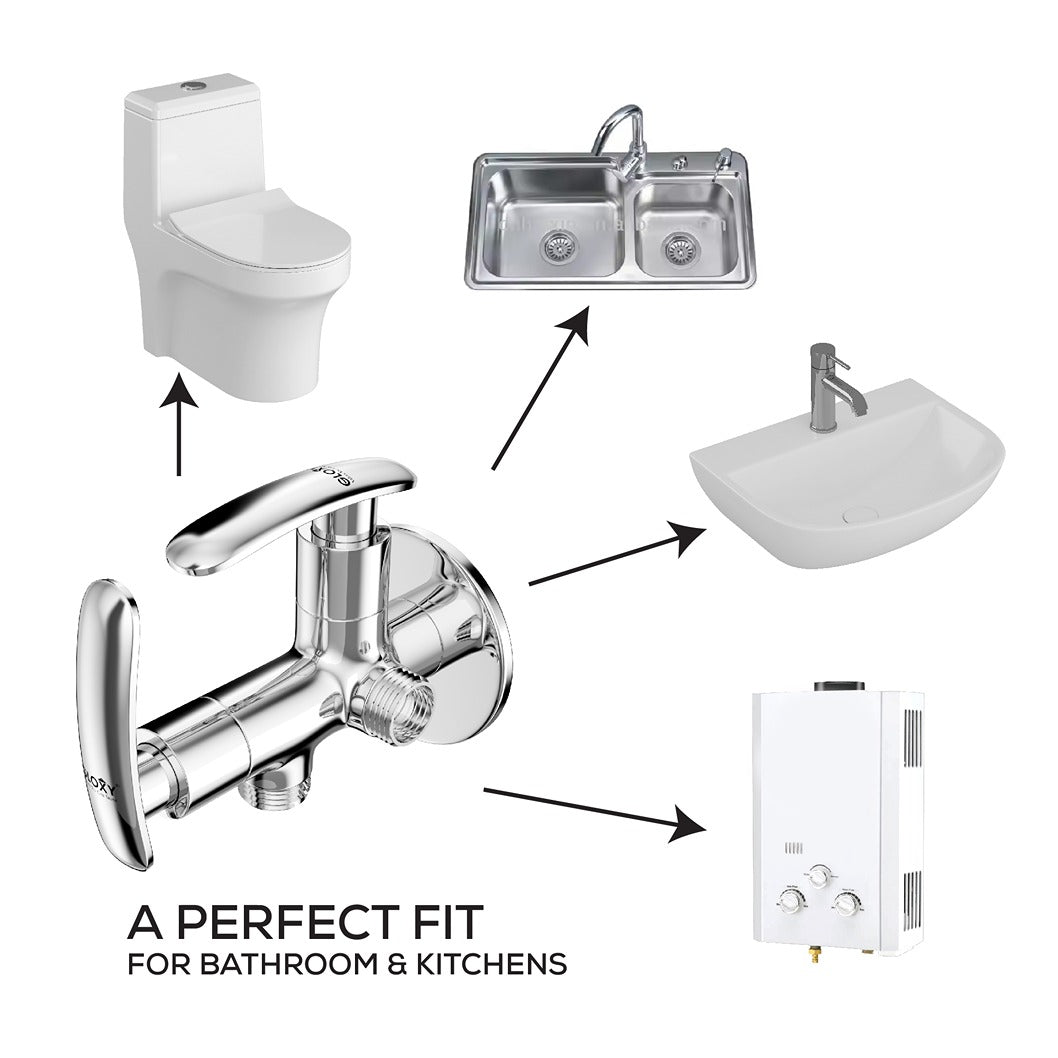 Collection of bathroom and kitchen fixtures including a toilet, sink, faucet, and shower control panel on a white background.