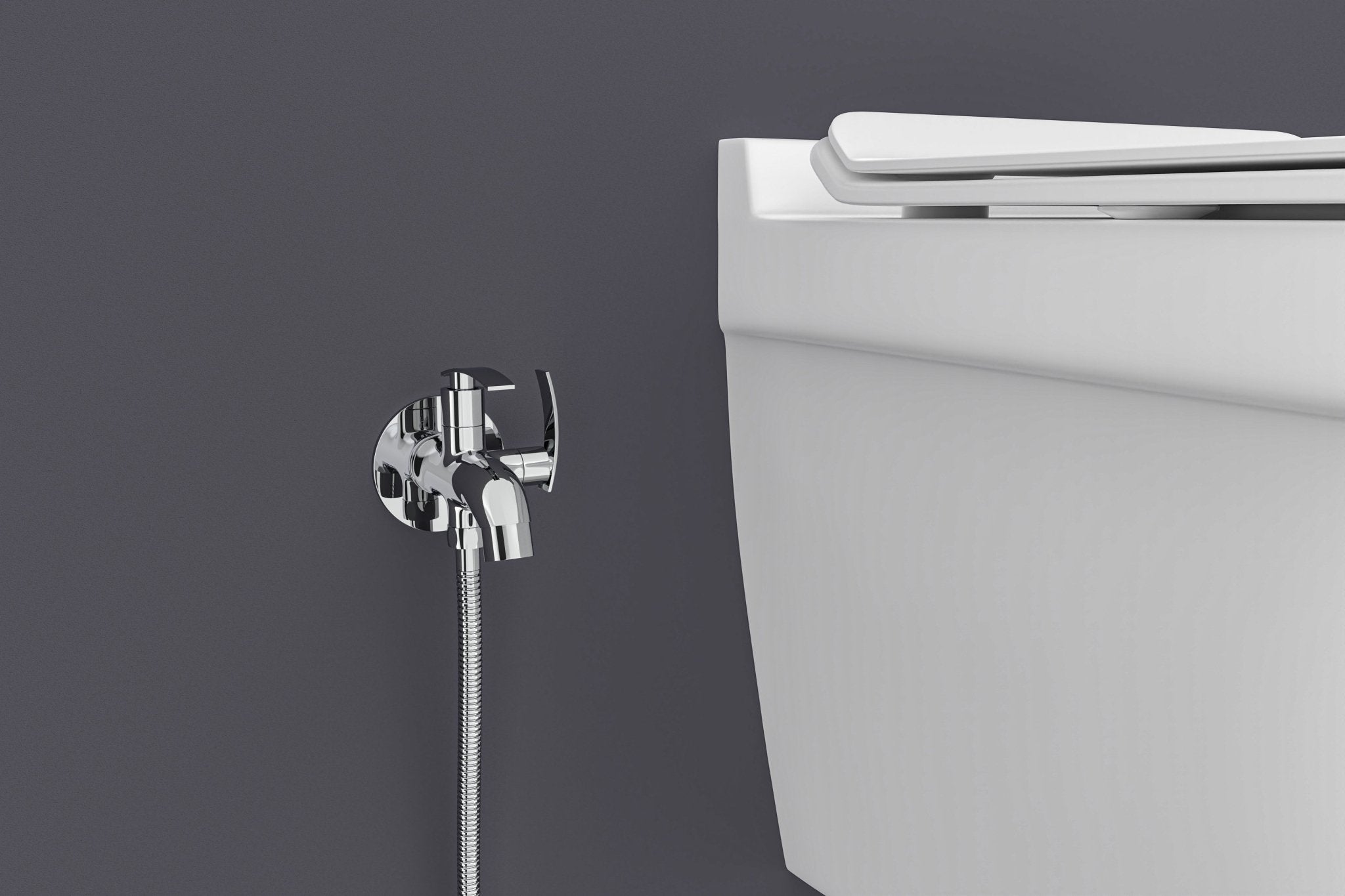 Chrome Finish Brass Two Way Double Handle Faucet Tap Cock Bib
