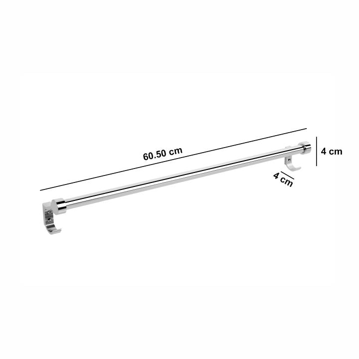 60.50 cm leanth and 4 cm wide and 4 cm hingh towel bar mesurment showing with white background
