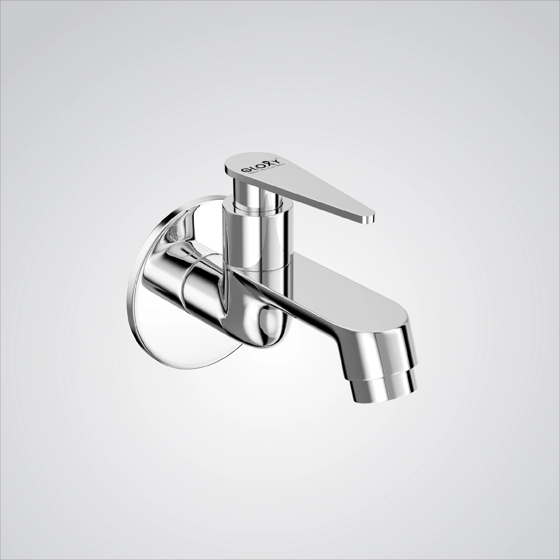 Chrome finish brass wall mount long body faucet water bib tap cock with a lever handle.